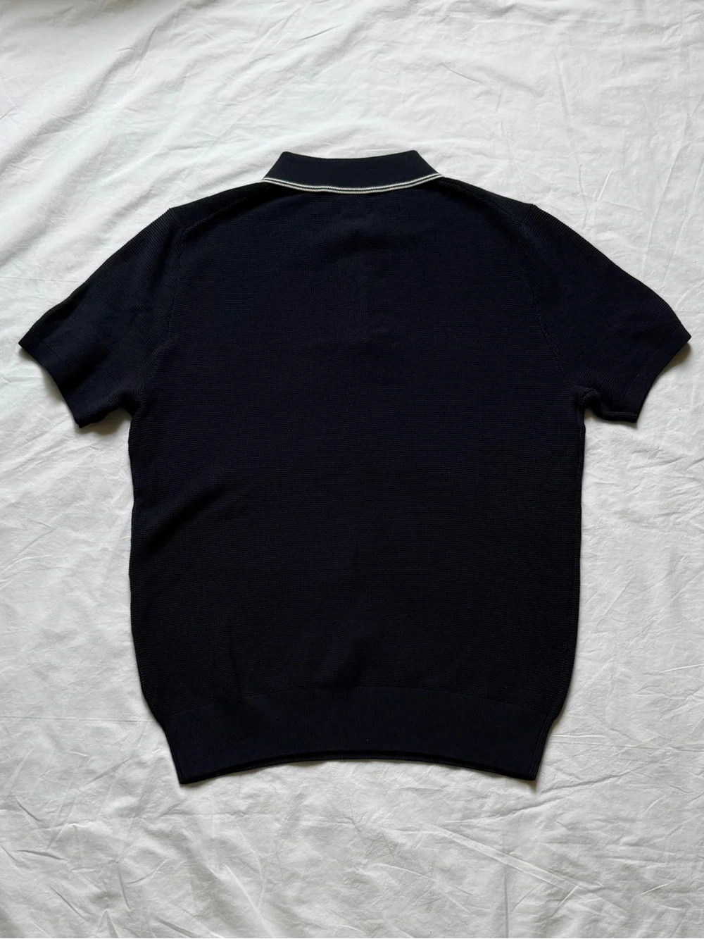 J. Crew Men’s Pima Cotton Short Sleeve Tipped Sweater Polo in Navy, size M